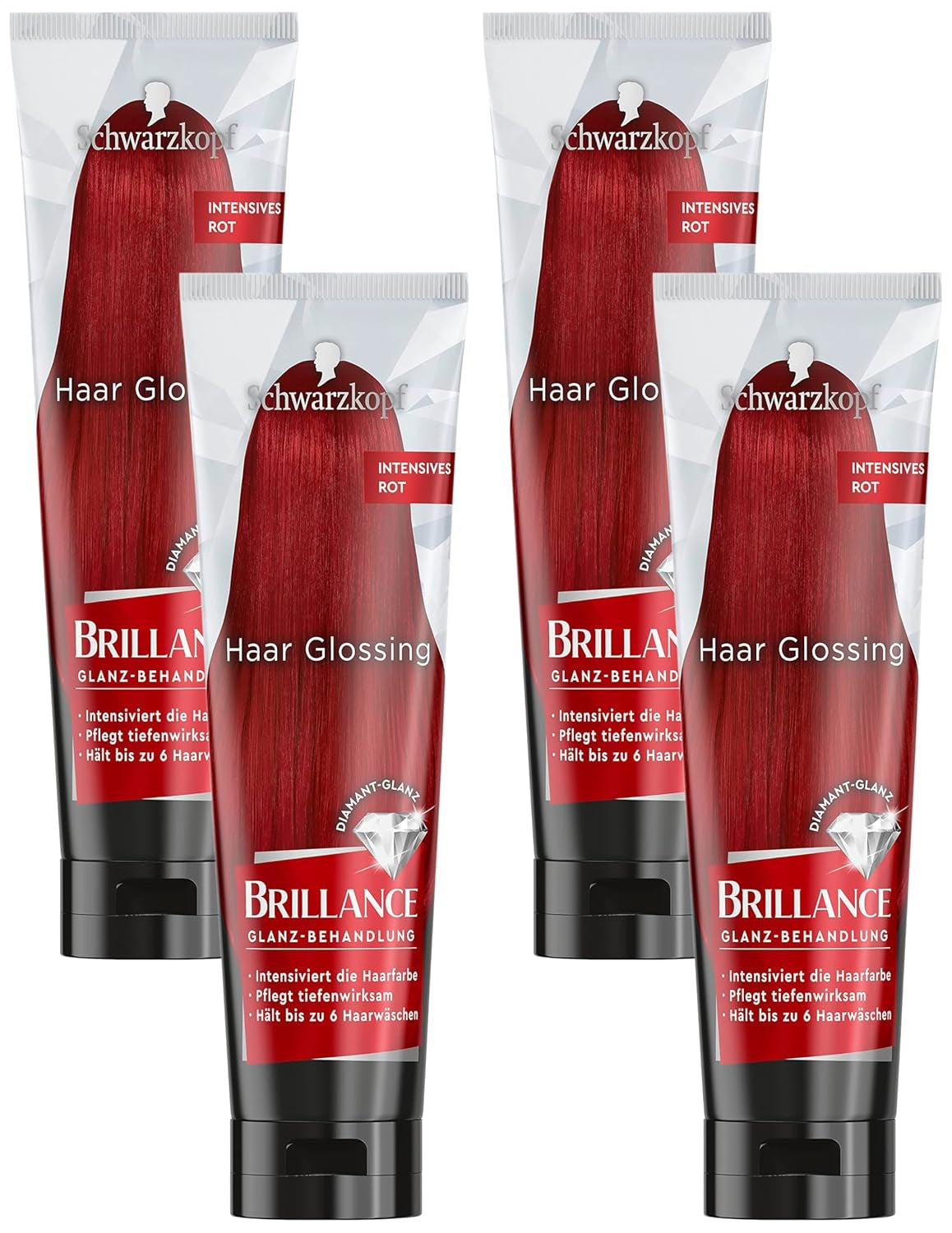 Brillance Shine Treatment, Hair Glossing Radiant Violet (150ml), nourrit et intensifie la couleur des cheveux, peut être utilisé comme masque capillaire, dure jusqu'à 6 lavages de cheveux Naty Shop Deep Red Hair Dye 150ml (4 Pack)