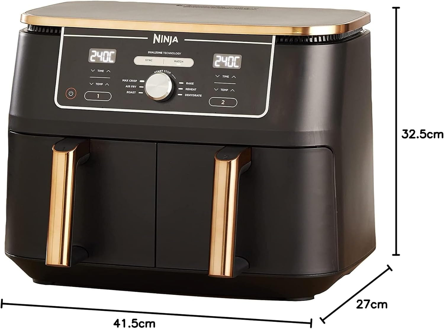 Ninja Foodi AF400EUCP MAX Dual Zone Air Fryer, 9.5L Airfryer, 2 compartimente, cu clește, acoperire neaderentă Electrocasnice Naty Shop