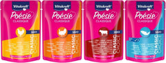 Vitakraft Poésie Classique, nourriture humide pour chat, nourriture pour chat en sauce, au poulet, à la dinde, au bœuf, au saumon, sans sucre ajouté et céréales (1 paquet de 12 x 85g)