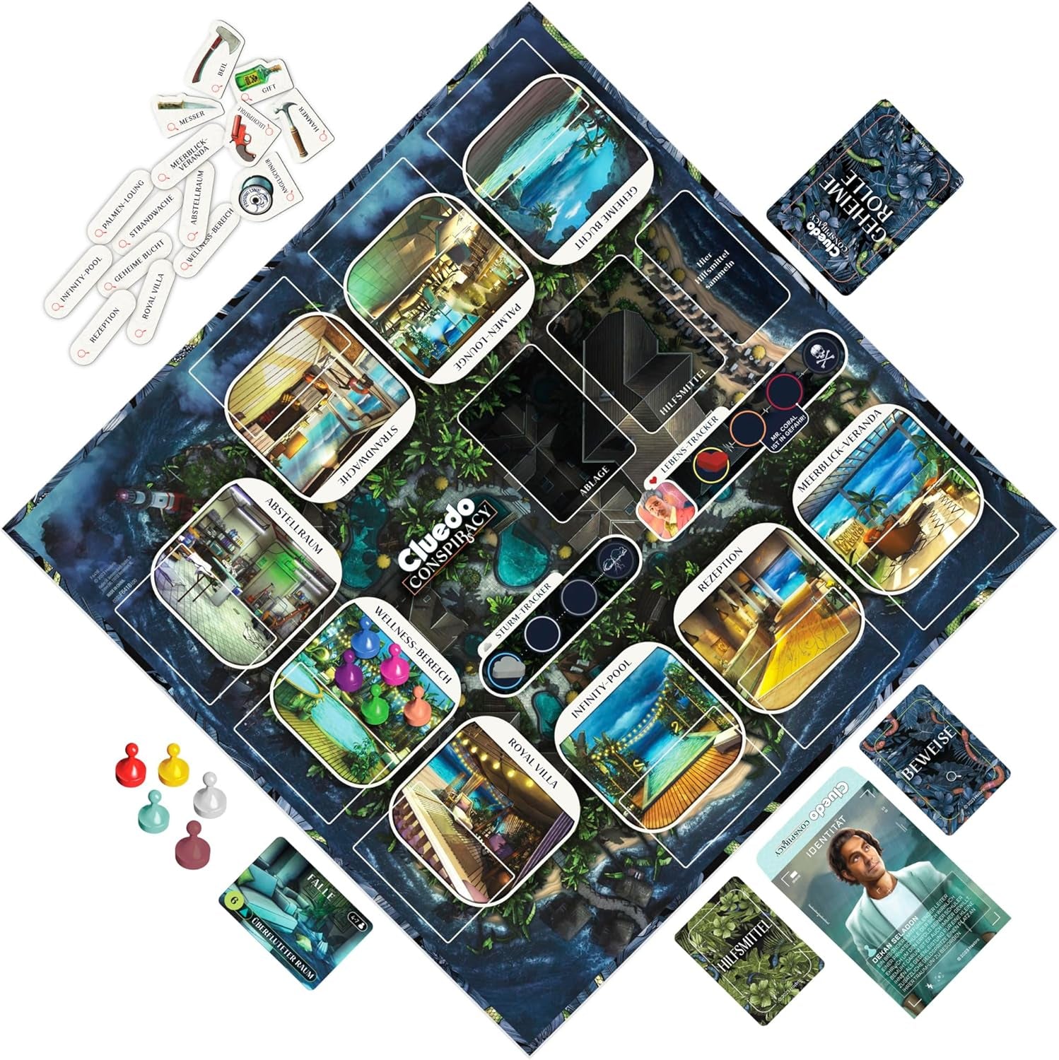 Jeu de société Cluedo Conspiracy de Hasbro Gaming pour adultes et adolescents, version allemande du jeu mystère, pour 4 à 10 joueurs et à partir de 14 ans