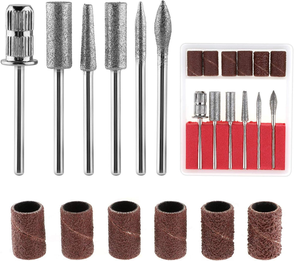 MWOOT Forets à ongles diamantés pour limes à ongles électriques avec manchons de meulage Bandes de meulage Mèches à ongles Accessoires pour ongles artificiels Dissolvant de cuticules