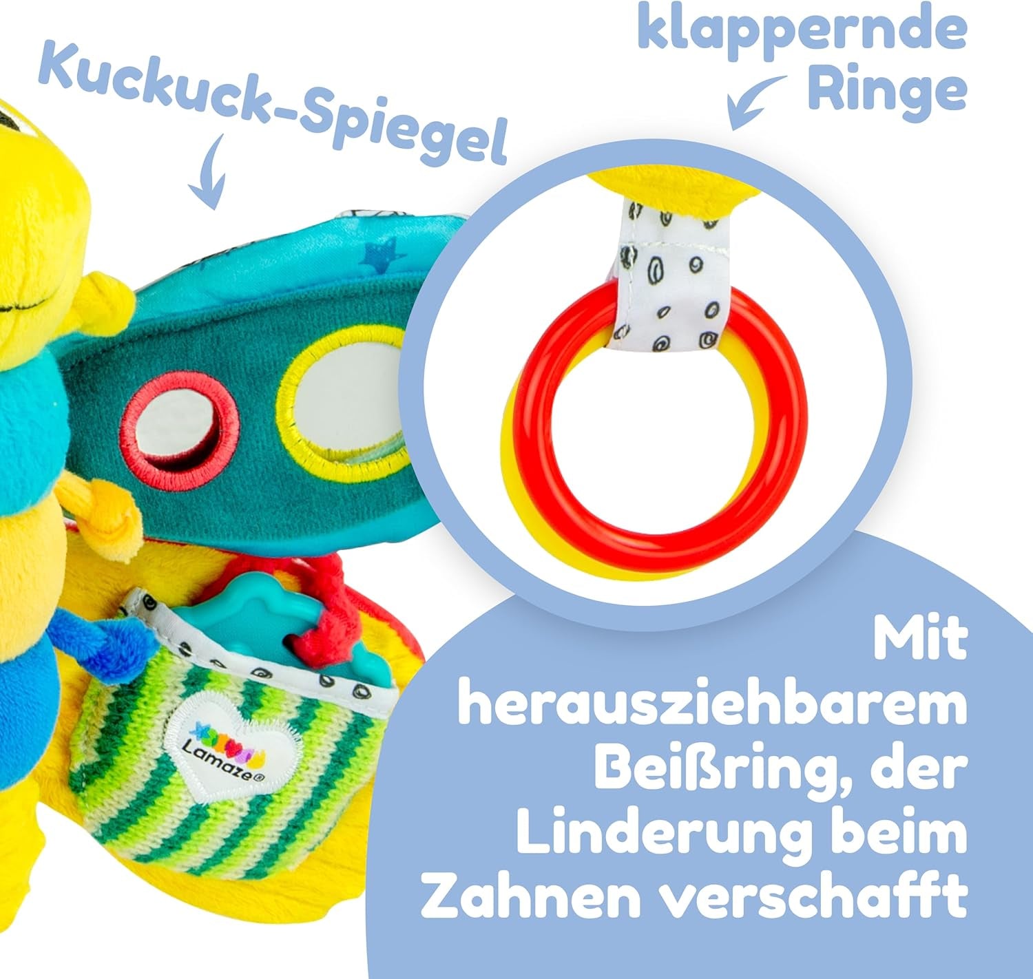 Jucărie pentru copii Lamaze "Freddie, licuriciul" Clip & Go, jucărie de înaltă calitate pentru copii mici, pandantiv de prindere pentru a consolida relația părinte-copil, de la 0 luni, Culori multiple Jucarii Bebe Naty Shop