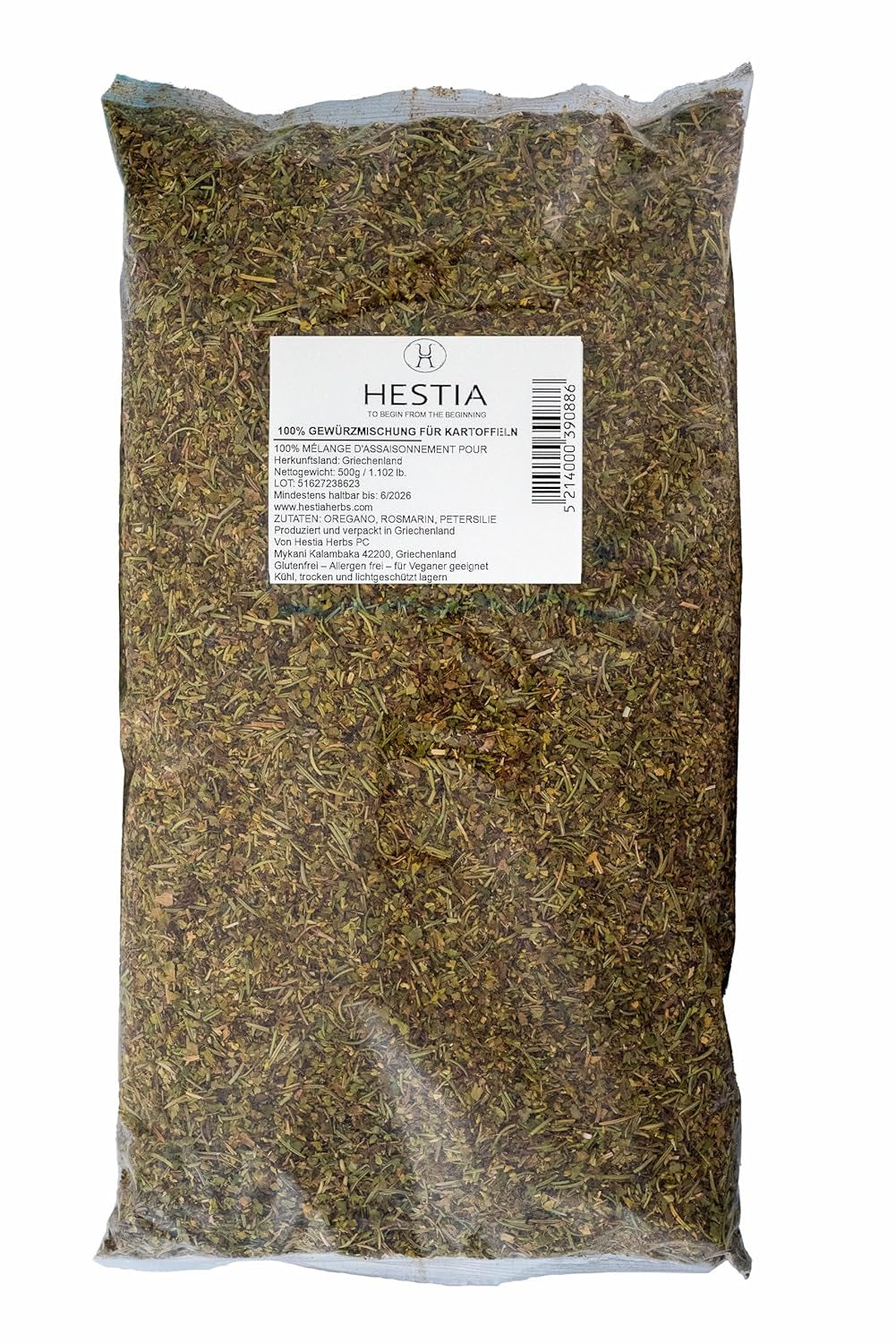 Hestia Herbs Crème méditerranéenne grecque avec origan, romarin, thym, basilic et persil pour la cuisine, 500 g – Gewürzmischung authentique pour recette traditionnelle