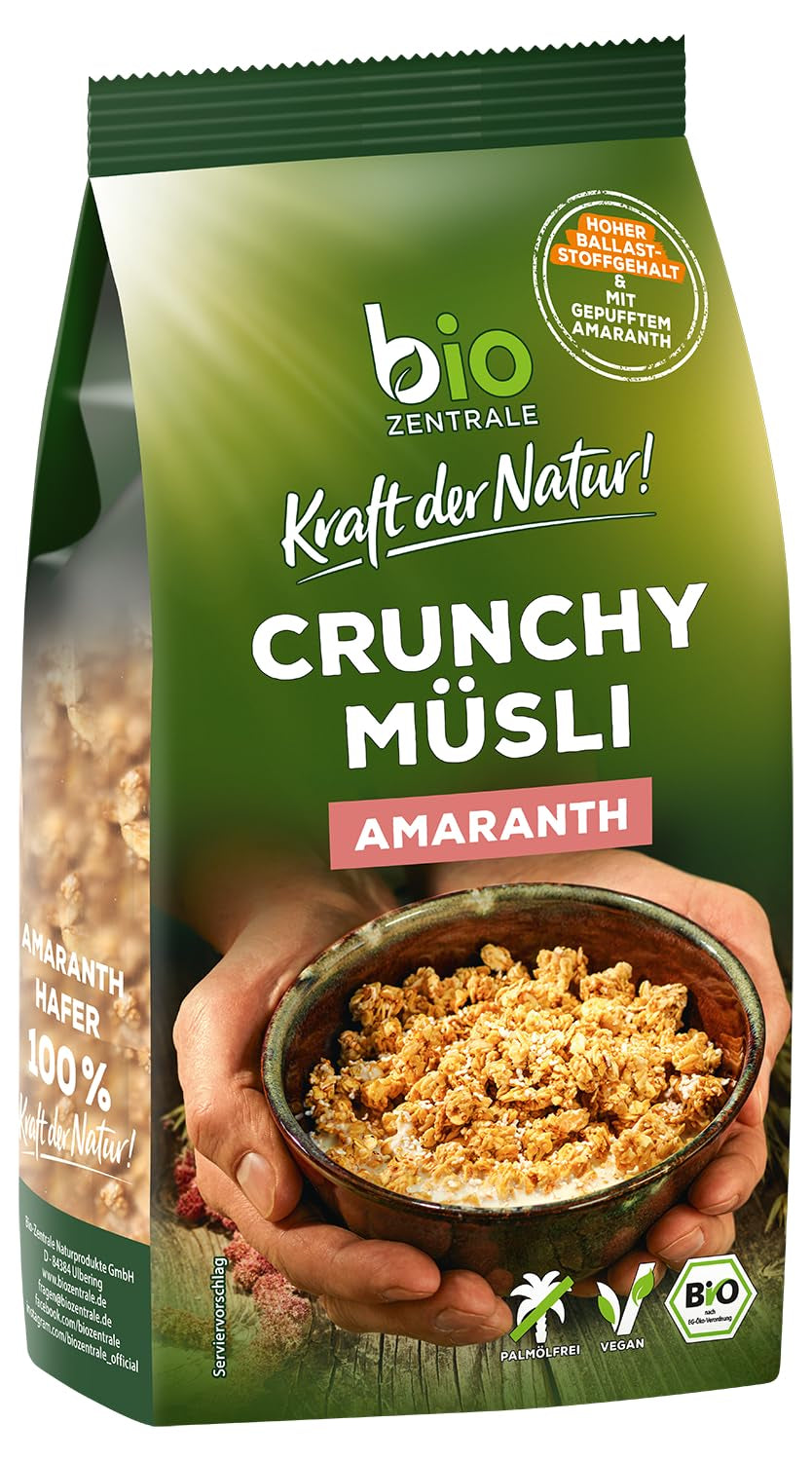 Muesli croustillant aux baies Biozentrale | 375 g de Muesli bio | Idéal pour le petit-déjeuner et votre tasse de muesli à emporter | Une alternative aux barres de muesli