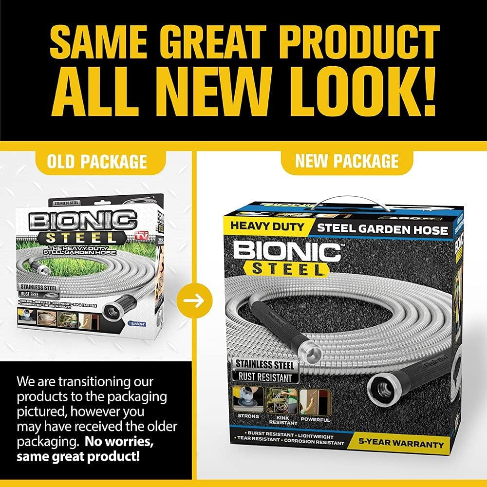 Furtun de grădină de 30 m, furtun de apă metalic din oțel inoxidabil 304, 30 m, furtun flexibil, anti-îndoire, ultra-ușor și durabil, rezistent la rupere, ușor de înfășurat, 500 PSI