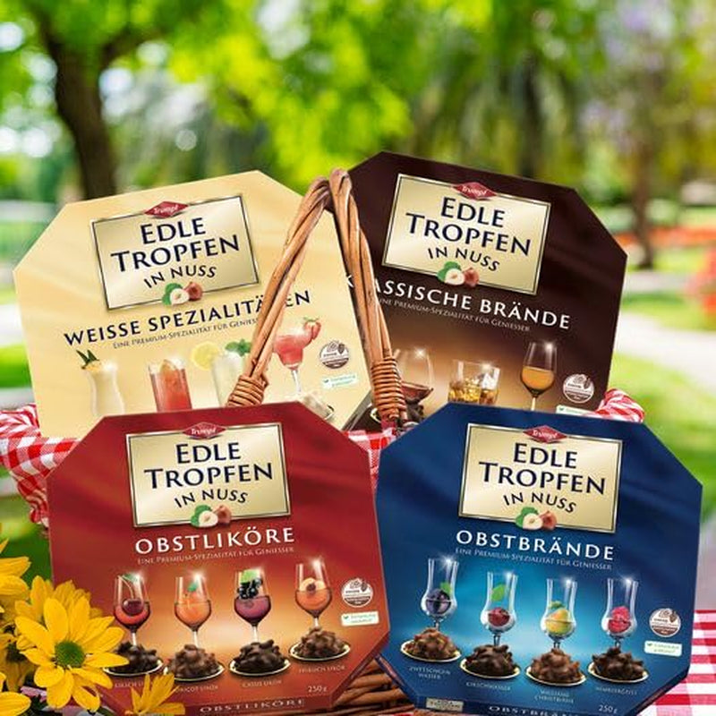 Edle Tropfen, chocolat fourré aux liqueurs de fruits, 250 grammes Bonbons au chocolat Naty Shop