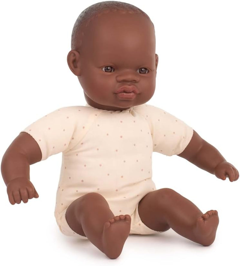 Miniland Dolls: Afrikanische Puppe 32 cm mit weichem Körper. Lieferung in Geschenkbox.