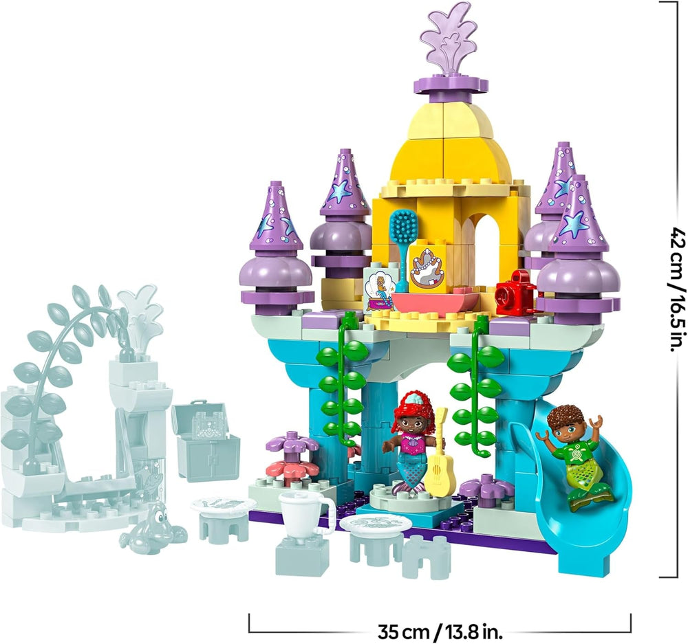 LEGO DUPLO Disney Arielles magischer Unterwasserpalast – Schloss Spielzeug aus Die kleine Meerjungfrau für Mädchen & Jungen ab 2 Jahren – Lernspielzeug für Kinder mit 3 Figuren – Geschenk – 10435