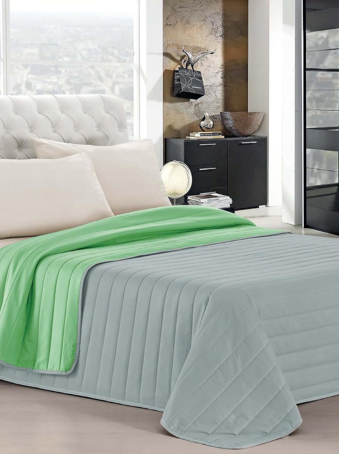 Linge de lit italien Estivo lit simple, linge, Aqua, 170 X 270 Cm Couettes et couettes Naty Shop vert/gris 170 X 270 Cm