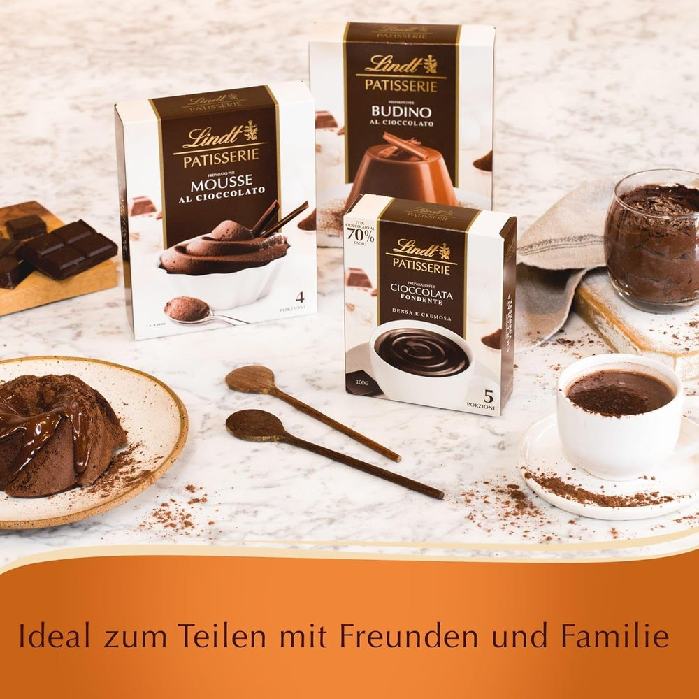 Lindt Schokolade - PÂTISSERIE Mousse Au Chocolat | 6X110G | Backmischung Für 4 Portionen Fluffige Mousse Al Cioccolato Aus Finester Schokolade | Pâtisserie | Rétromélange | Mélange Schokoladengeschenk pour la pâtisserie et la cuisine Naty Shop