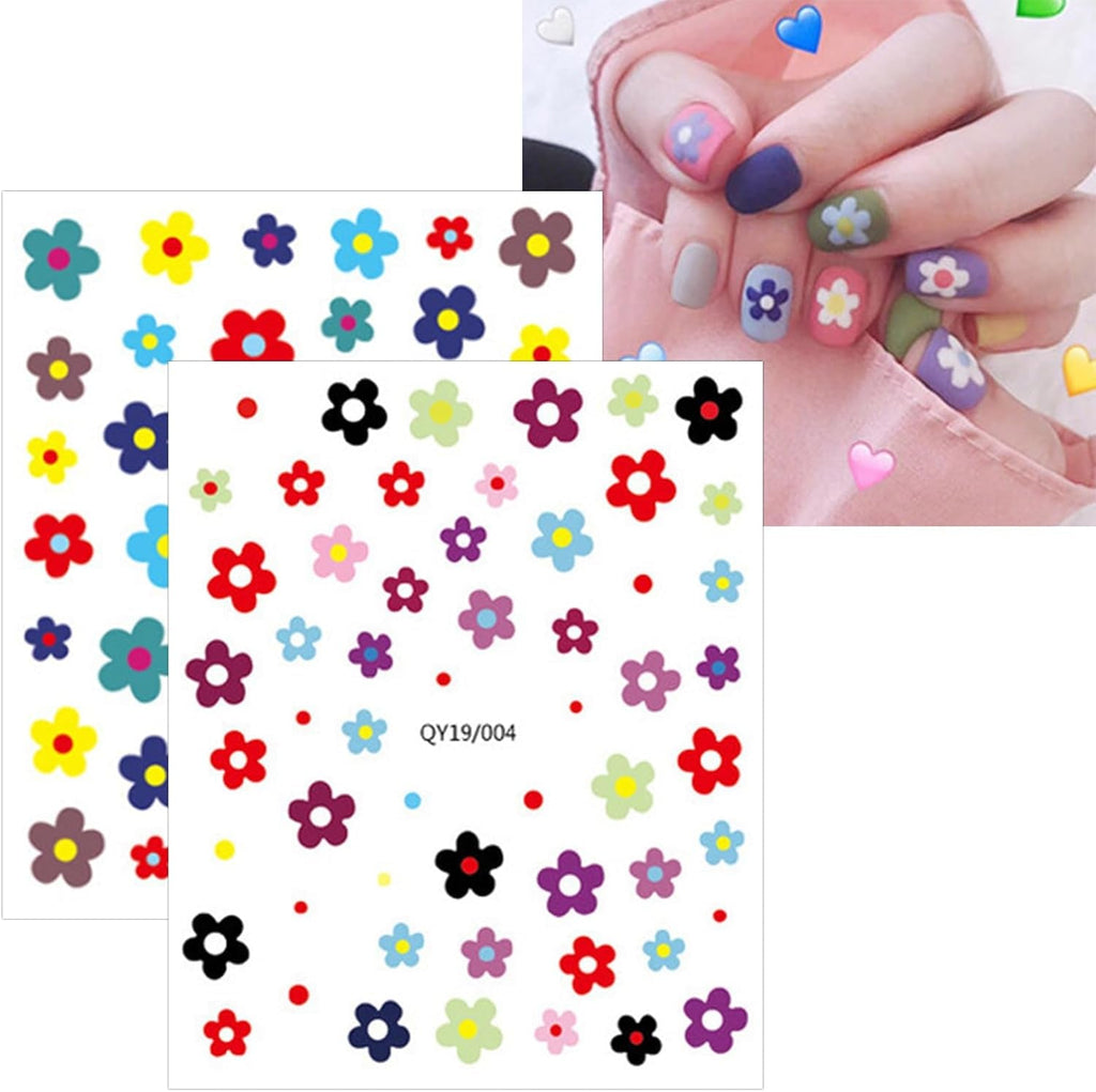 JMEOWIO Süße Nagelsticker Für Kinder 14 Blatt Nail Art Sticker Selbstklebend Nagelaufkleber Regenbogen Blumen Frucht Dekoration Nageldesign Zubehör