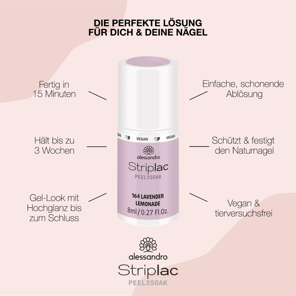 Vernis à ongles UV Alessandro Striplac Lavender Lemonade – Délicat et longue durée – S'enlève facilement grâce à la technologie de retrait – Vegan et cruelty-free – 8 ml