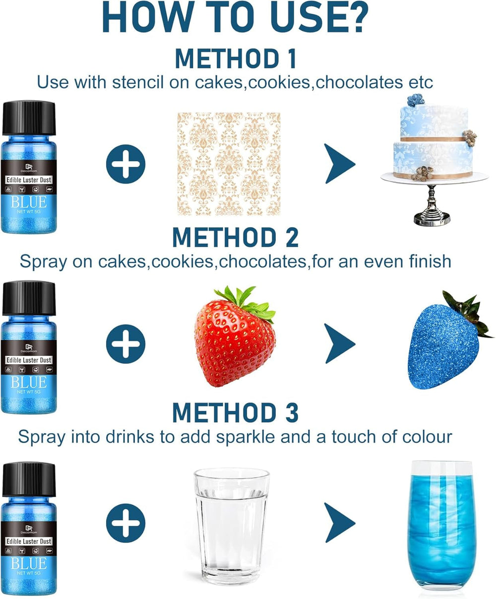 Ensemble de paillettes comestibles – 4 couleurs métalliques, poudre de paillettes comestibles – poudre sans goût pour boissons et gâteaux, poudre colorante alimentaire pour décoration de cocktails, paillettes comestibles (5 g/bouteille)