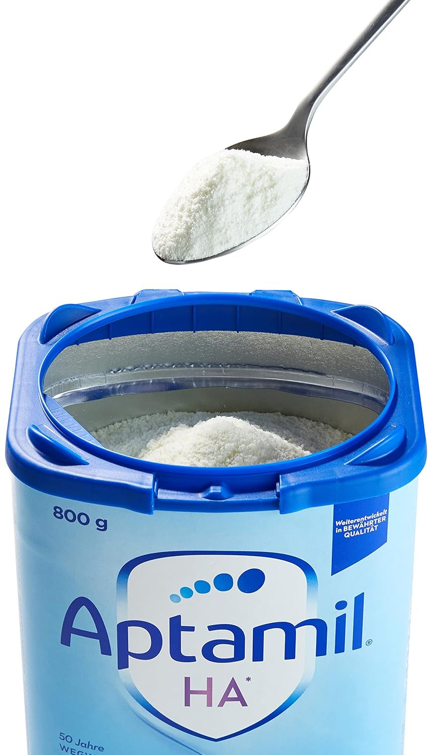 Aptamil HA 1 – Mélange de lait de consommation, avec DHA, sans lactose, sans huile de palme, poudre de bébé, poudre de lait, 1x 800 g (emballage avec 4)