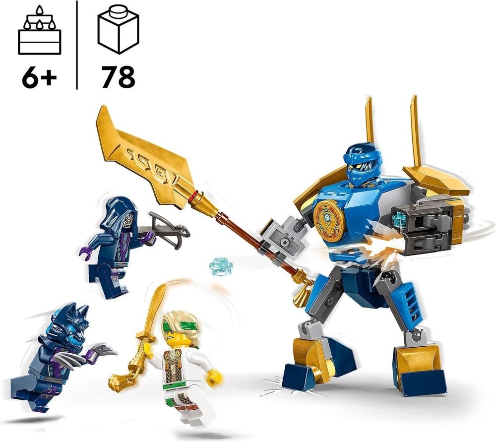 LEGO NINJAGO Jay Battle Mech, jouet ninja pour enfants avec figurines, y compris figurine de Jay avec mini katana, figurines d'action et robot, petit cadeau pour garçons et filles créatifs à partir de 6 ans 71805 Jeux de construction Besuche den LEGO-Store