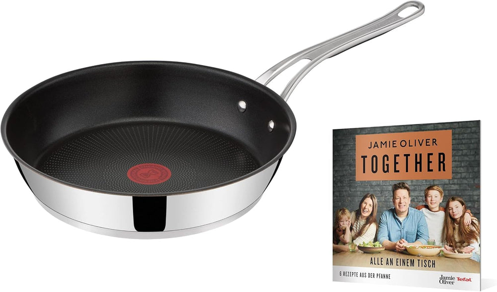 Tefal Jamie Oliver Cook'S Classics, revêtement antiadhésif, passe au four, inox, poignée rivetée Casseroles et poêles Naty Shop Avec livret de recettes "Together" 28 cm Jo Cooks Classic