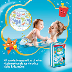 Couches Sensitive Swim Pants, pour mer et piscine, taille 5-6 (plus de 14 kg), 84 pièces