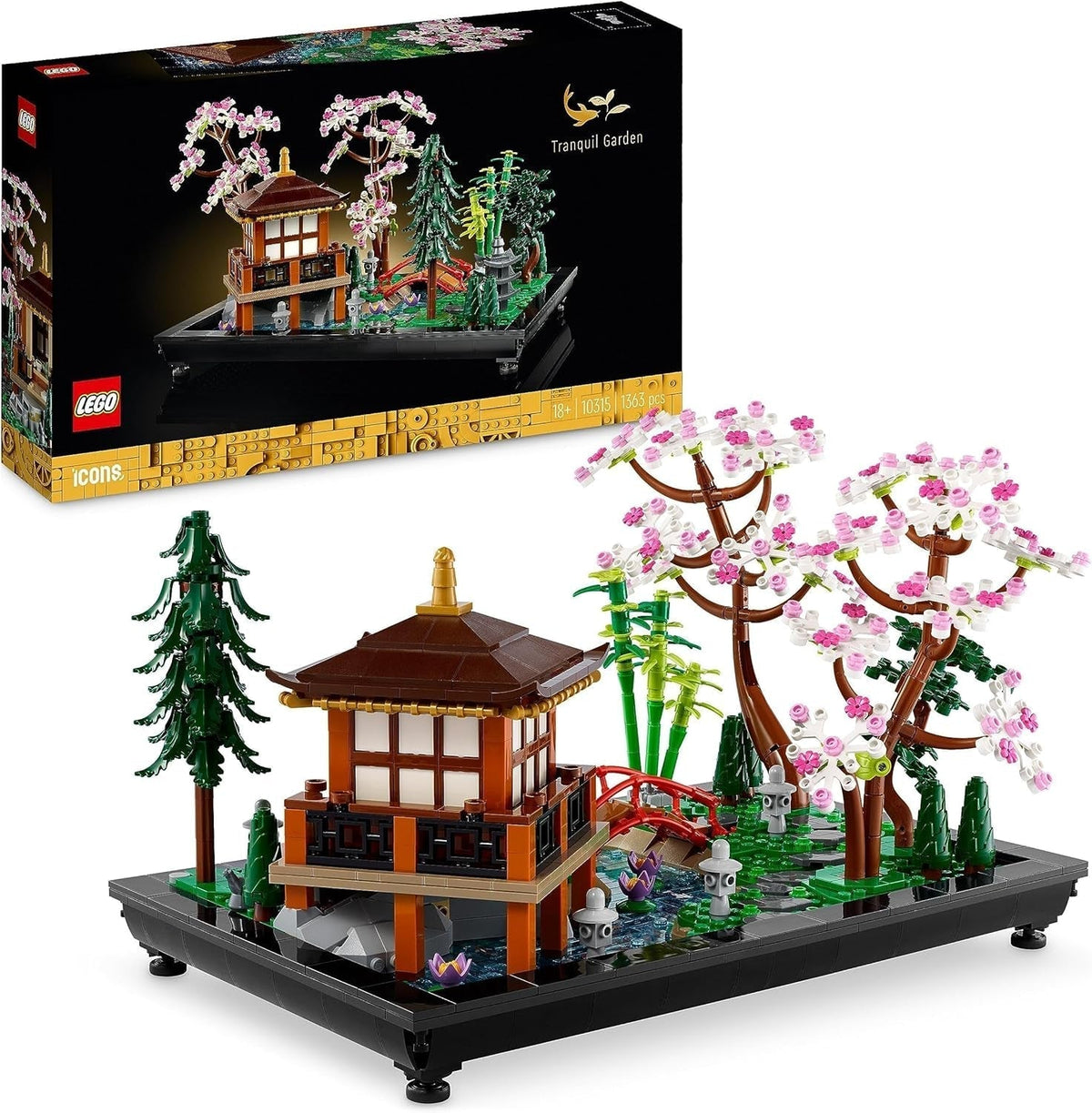 Lego Icons Garden Of Silence - Ensemble de jardin botanique zen pour adultes avec fleur de lotus - Décoration de bureau d'inspiration japonaise personnalisable - Cadeau pour femmes et hommes 10315 Jeux de construction Besuche den LEGO-Store Garden