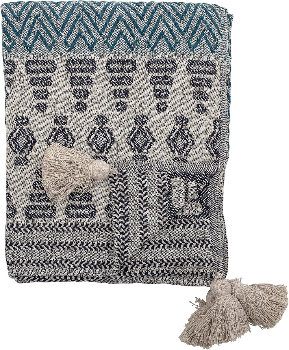 Bloomingville couvre-lit, noir, coton, 160cm Bleu Bloomingville Lits et Couvertures 160 X 130 Cm