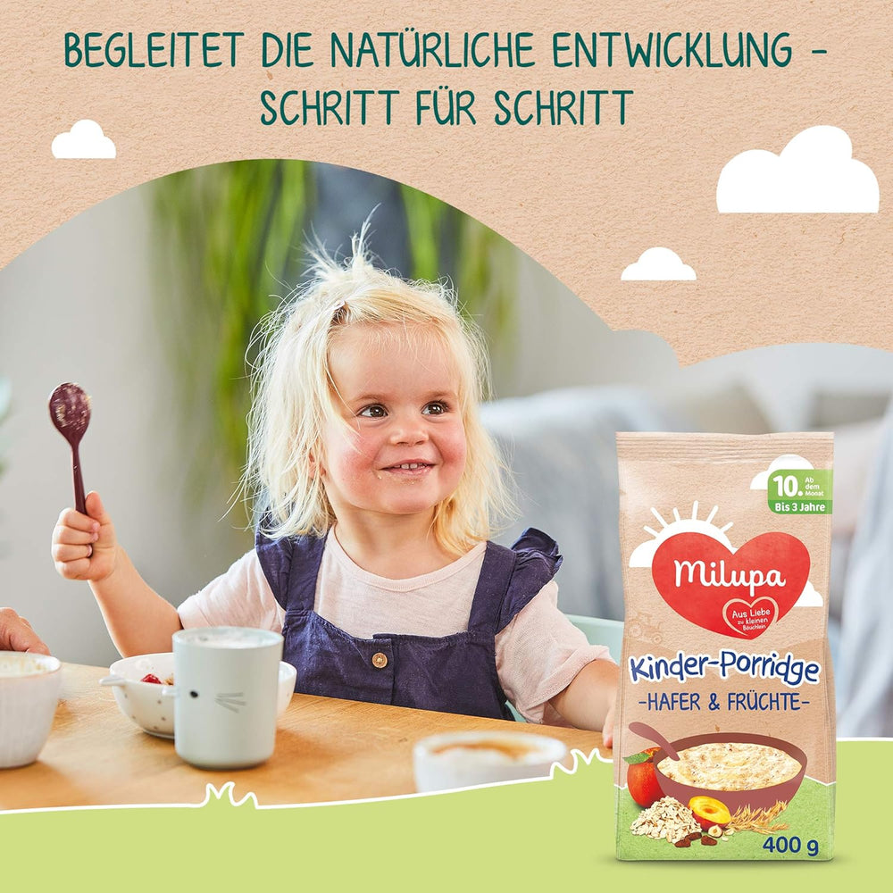 Milupa Baby Porridge - Bouillie d'avoine et de fruits 10 mois à 3 ans Nourriture pour bébé 1 x 400 g (Pack de 2)