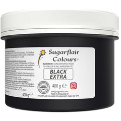 Colorant alimentaire Sugarflair Max Concentré Noir, colorant alimentaire très concentré pour pâte d'amande et fondant, colorant en pâte Max Concentrate - 400 g