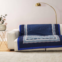 Plaid en coton BASSETTI SABBIONETA coloris BLEU B3 taille 135X190 Couettes et couettes Naty Shop