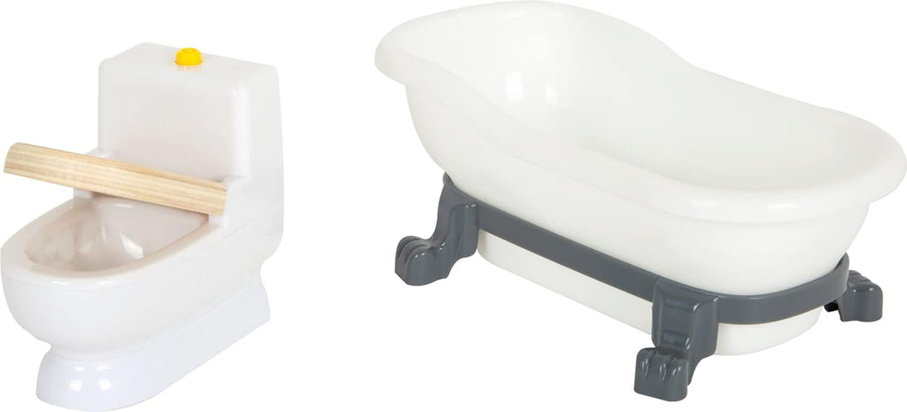 Casă de păpuși Small Foot Vilă de oraș din lemn, cu 3 etaje, față deschisă și 12 mobilier, pentru copii de la 3 ani, 11802, alb gri Casute de papusi Naty Shop