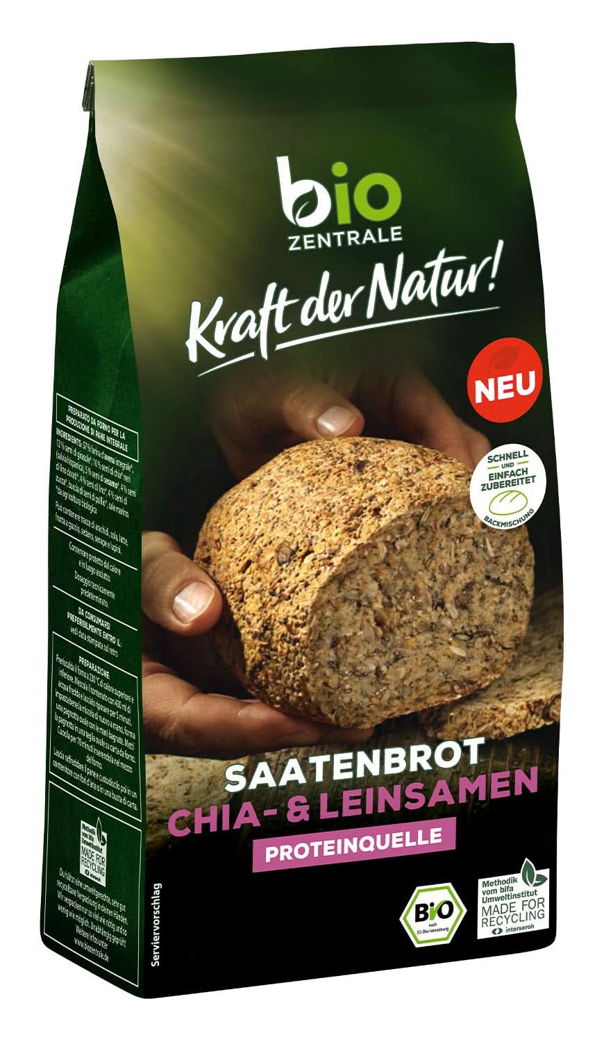 Biozentrale, mélange à pain aux graines de chanvre et graines de lin, bio, 500 grammes Kitchen Naty Shop 500 grammes graines de chia et graines de lin