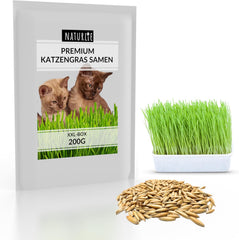 XXL 200G Premium Katzengras Samen Set: Saatgut Für 80 Töpfe Fertiges Katzengras - Saatgut Für Eine Sanfte/Weiche Katzenwiese - Premium Saatgut Für Deine Katze