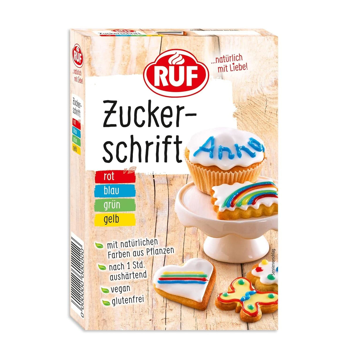 RUF, glaçage pour écrire sur gâteaux, biscuits, gâteaux, sans gluten, végétalien, 4 x 25 grammes Glaçages et décoration Naty Shop