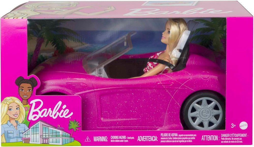 Poupée Barbie et cabriolet à paillettes roses, logo pneu réaliste, jouet 3 ans, DJR55 Naty Shop Dolls