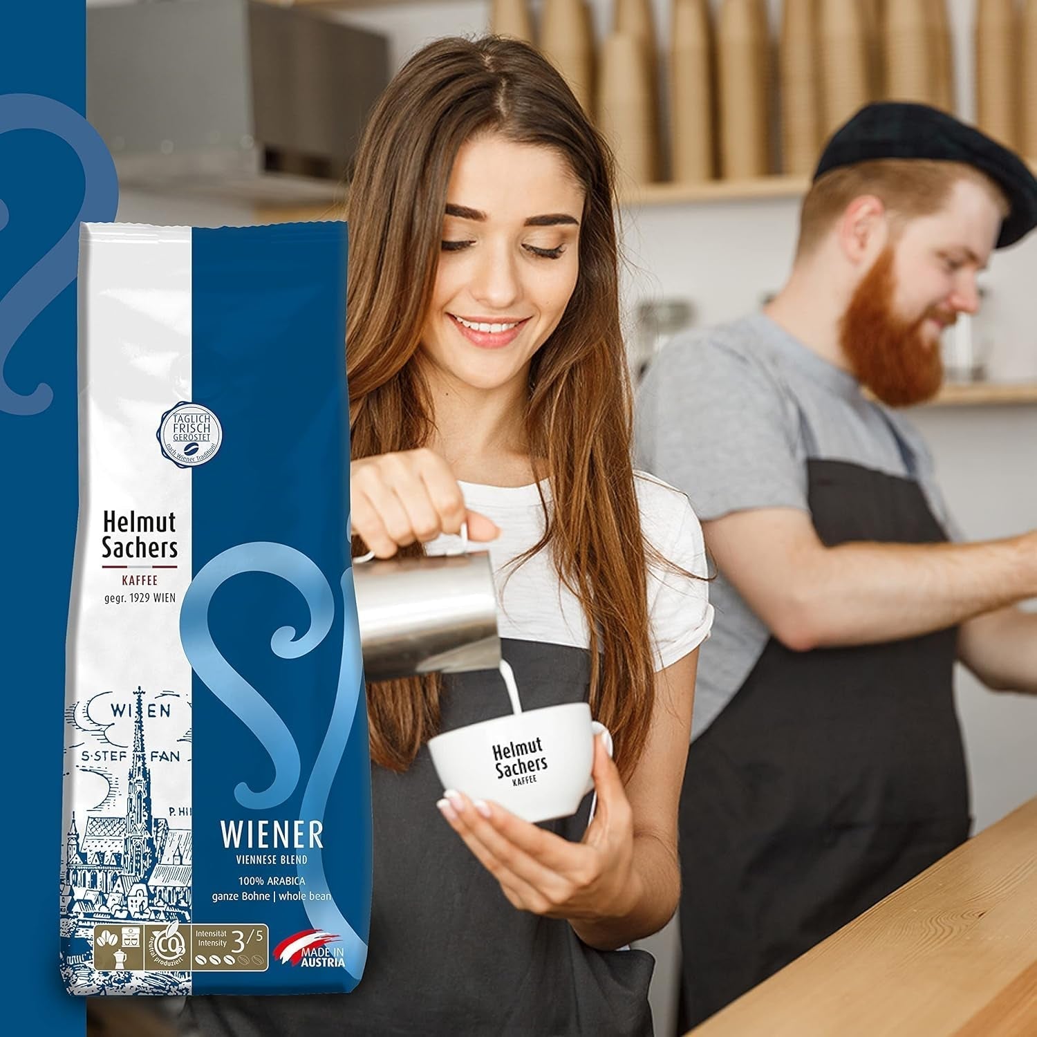 Helmut Sachers Kaffee - Mélange viennois, café viennois à base de grains Arabica de première qualité, torréfiés en Autriche Coffee Naty Shop