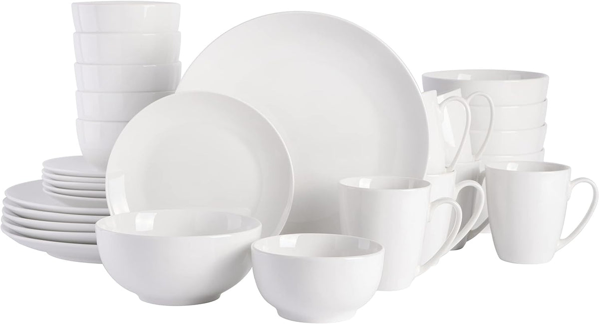 Service de table en porcelaine Zen Buffet, service pour 6 personnes (30 pièces), blanc (tasses)
