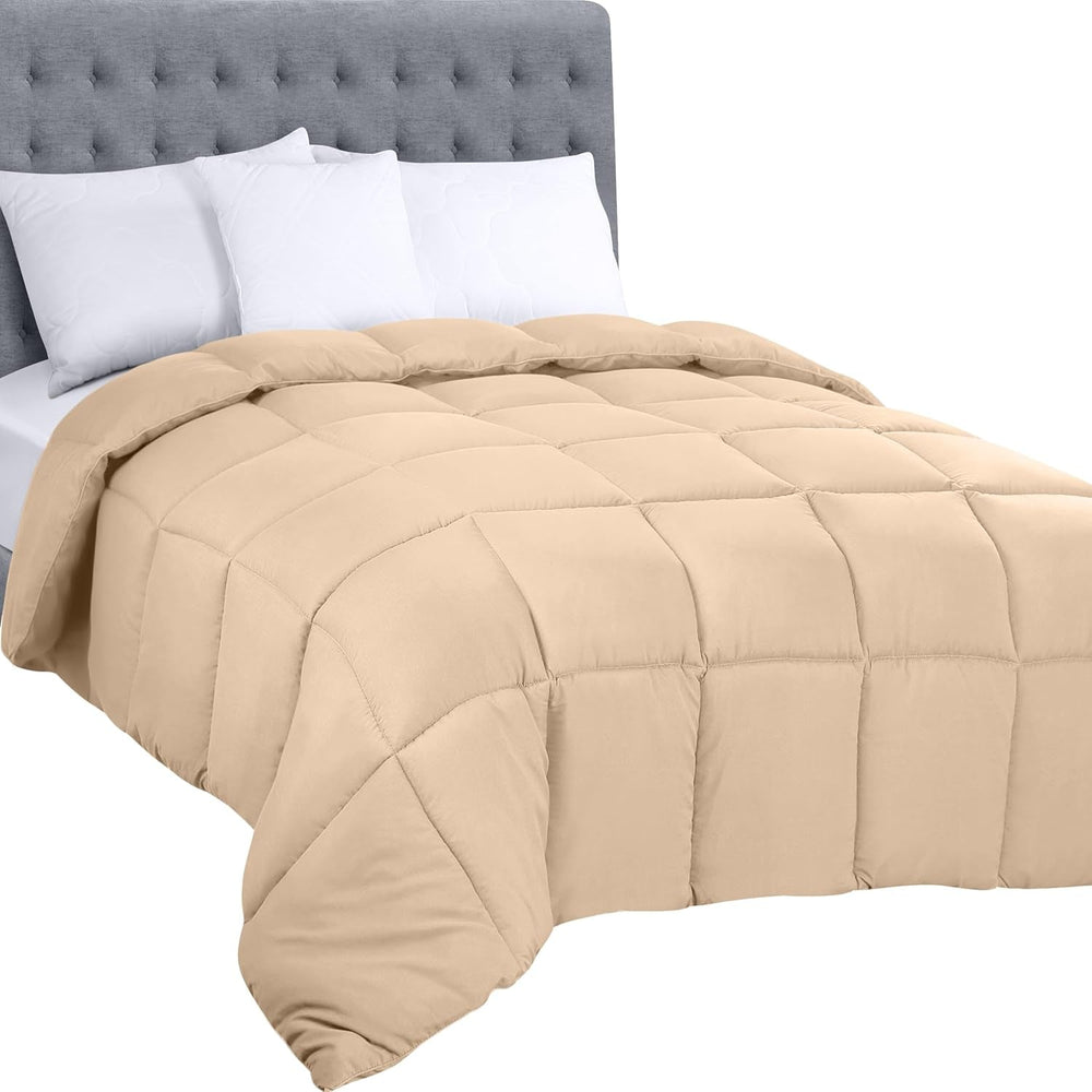 Utopia Bedding Couette toutes saisons 250 g/m² en peluche siliconée pour lit double cousu dans une boîte (double XL gris clair) Naty Shop Beige Couettes et couettes pour lit double (1 paquet)