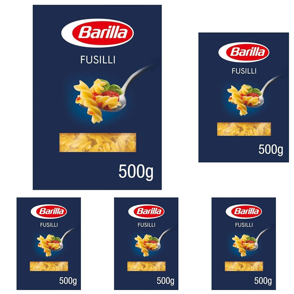 Barilla Pasta Classic Fusilli No. 98 de blé dur de haute qualité, toujours al dente, Chili, Spaghetti, Fusilli, Penne, Italien, 500g