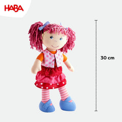 Poupée HABA Lily Lou - Poupée en tissu doux à partir de 18 mois - 30 cm avec vêtements et cheveux - Compagnon de jeu idéal pour les petits enfants - 1302842001