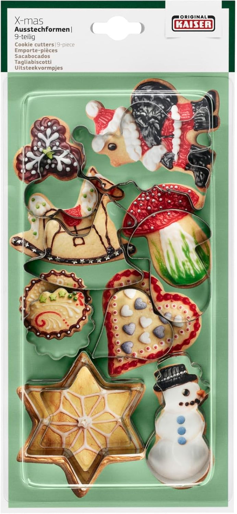 Lot de 9 emporte-pièces de Noël originaux Kaiser pour couper des biscuits, des biscuits et des fondants.