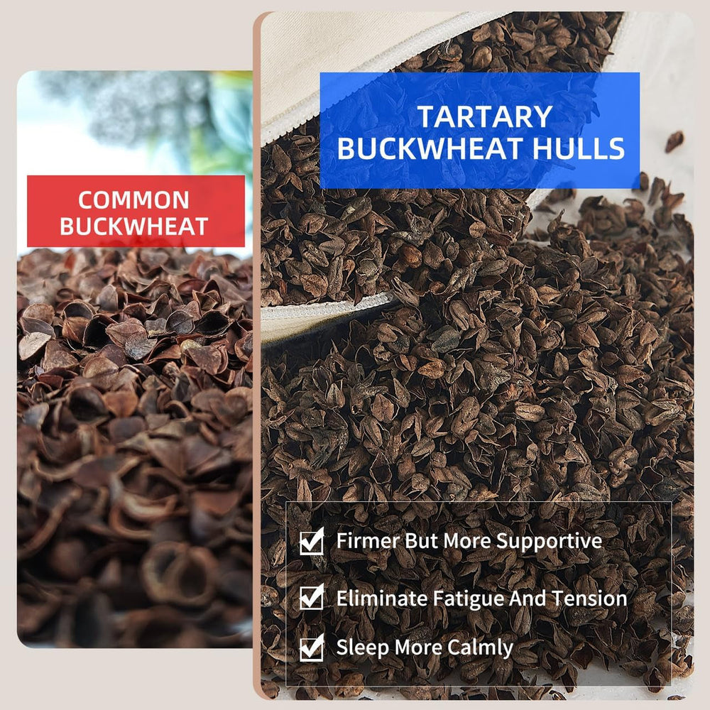 Oreiller de couchage en sarrasin biologique LOFE 14" X 20" Soutien cervical réglable et respirant pour dormir frais pour les dormeurs sur le dos et sur le côté (coques de sarrasin tartare) Naty Shop Oreillers standard