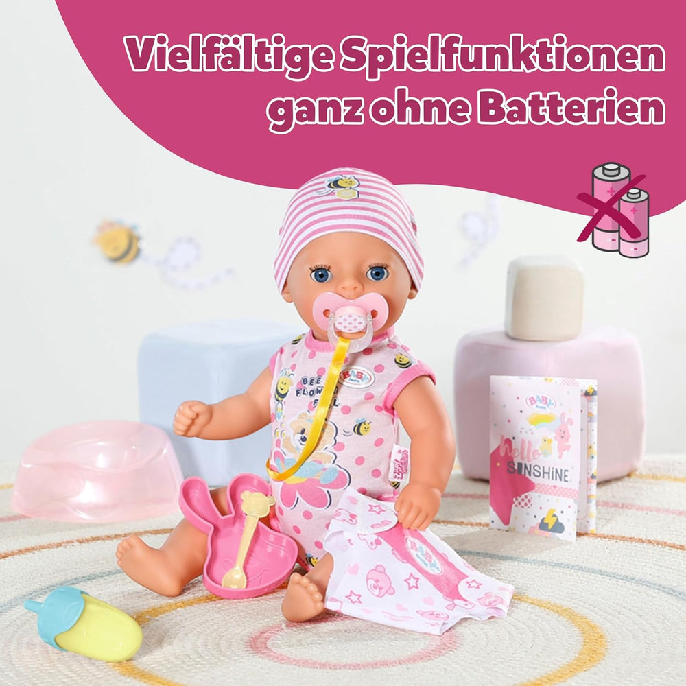 Poupée bébé Baby Born Lena (Fille) - 36 cm - 7 fonctions, accessoires et matelas inclus - Fonctionne entièrement sans piles - Convient aux petits enfants à partir de 1 an