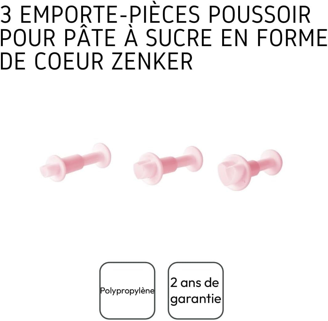 FACKELMANN 43073 Lot de 3 emporte-pièces, coeur, rose
