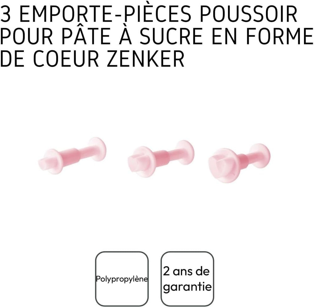 FACKELMANN 43073 Lot de 3 emporte-pièces, coeur, rose