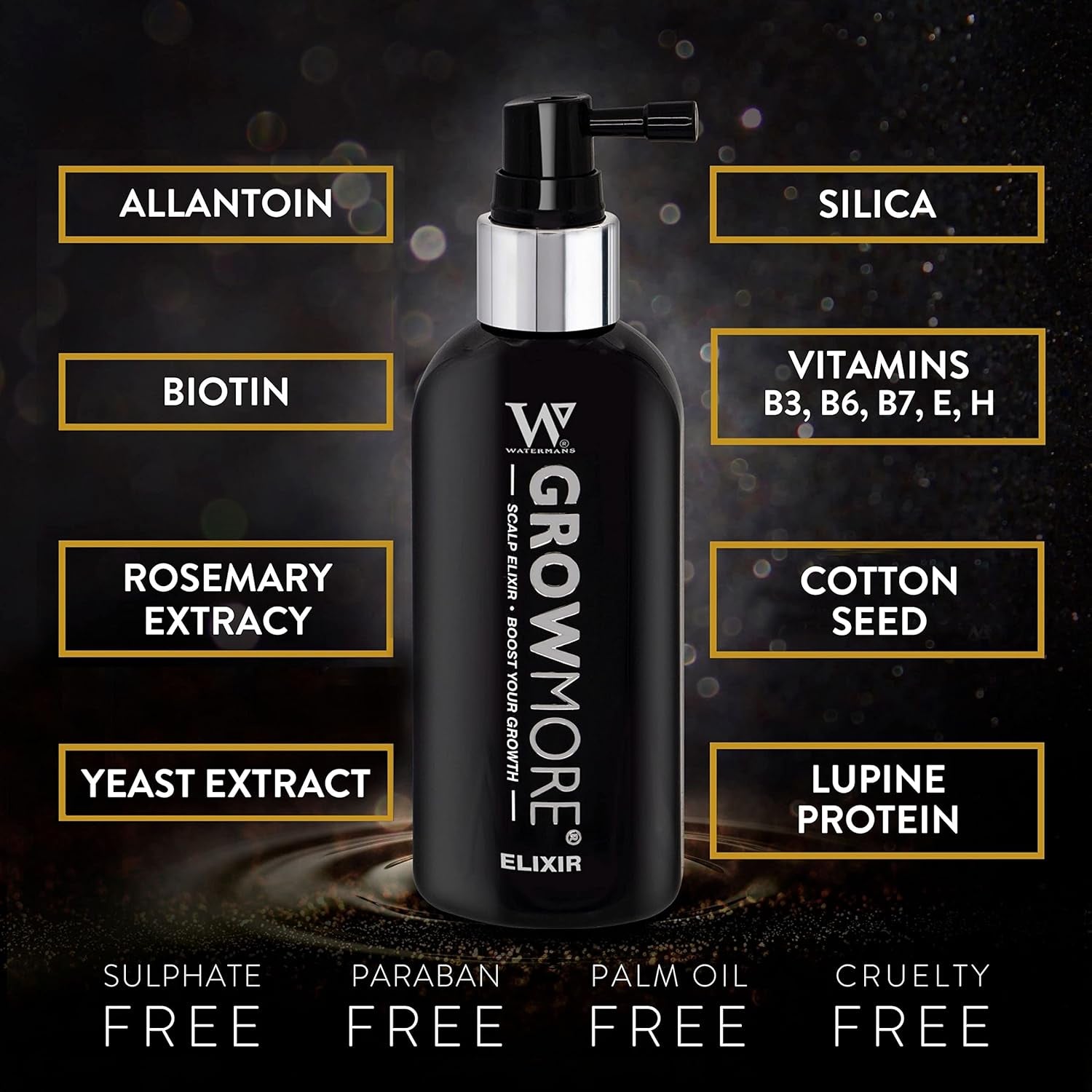 Watermans Grow More Elixir ser de creștere a părului - Întărește rădăcinile părului - Promovează creșterea părului - Pentru femei și bărbați Ingrijirea parului Naty Shop