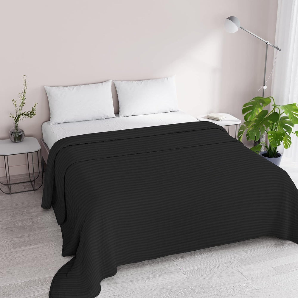 Couette d'été Satin Rayures, polyester, crème, 260X250 Cm Couettes et couettes Naty Shop Noir 260X250 Cm