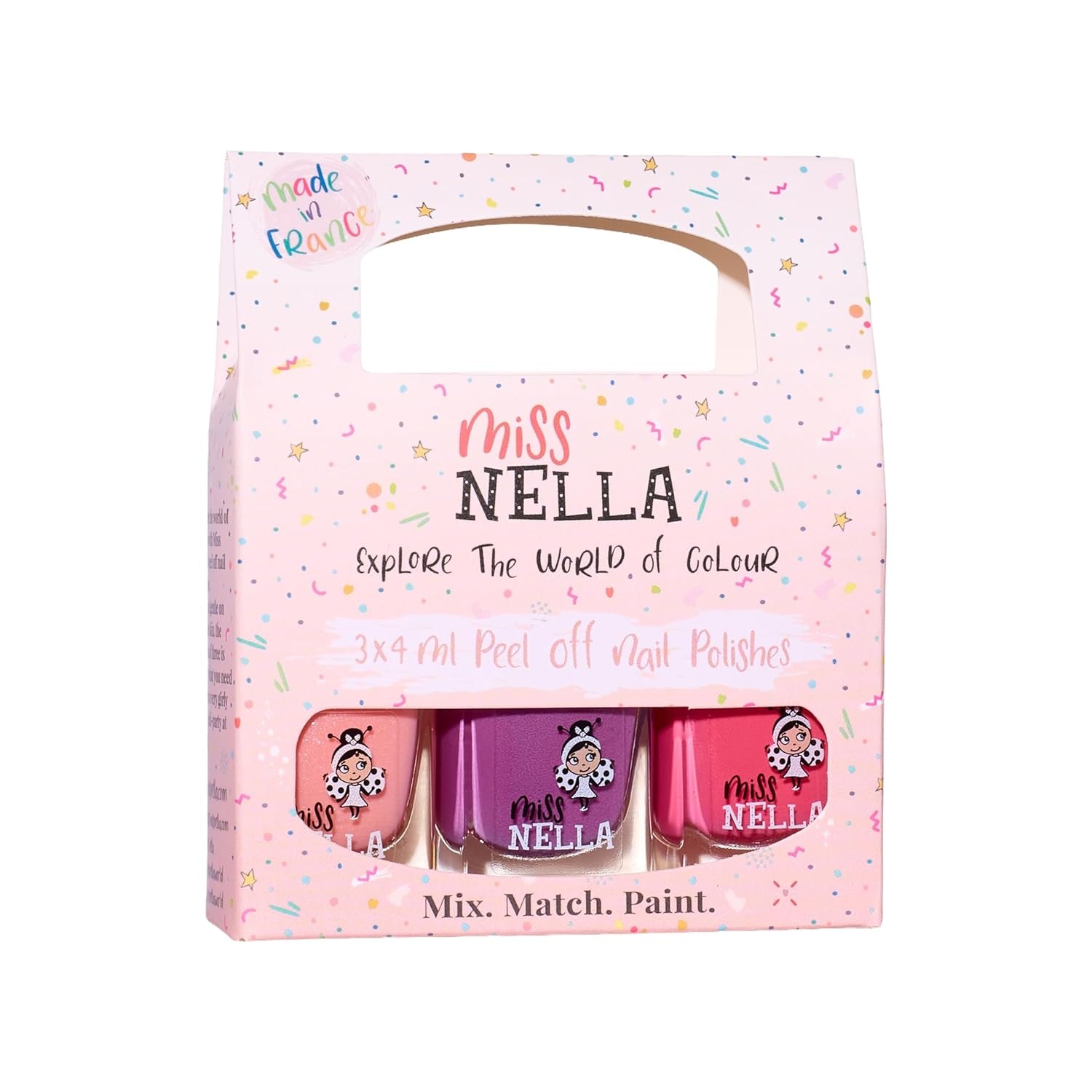 Miss Nella Magic Collection Lot de 4 vernis à ongles pailletés : rose, rouge, or et bleu, vernis à ongles amovible spécial enfants, non toxique, à base d'eau, sans odeur