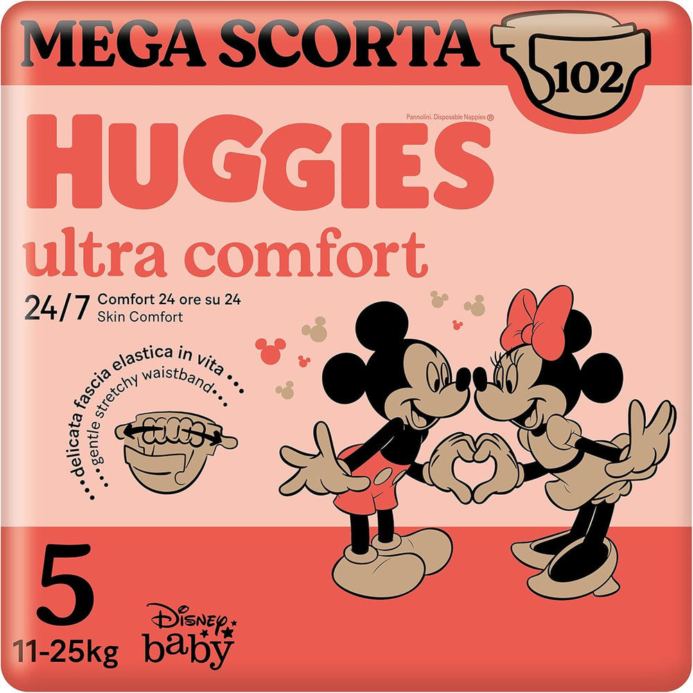 Couches Huggies Ultra Comfort, taille 4 (7-18 kg), motif Disney, paquet économique, 150 pièces