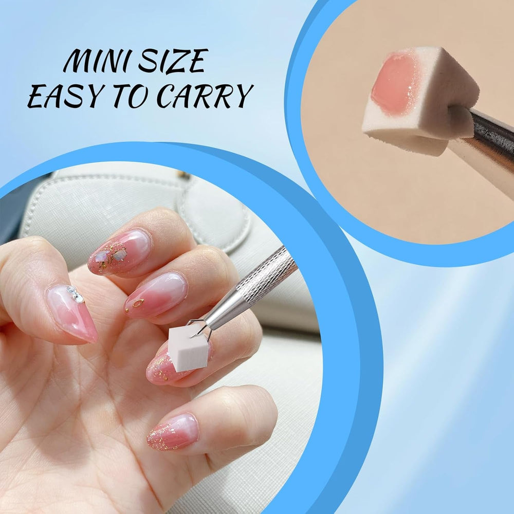 Eiito 100 pcs Weiche Nagelschwämme For Ombre, Mit 2 Greifstift, Aura-Maniküre-Nailkunst-Werkzeuge (Argent + Or)