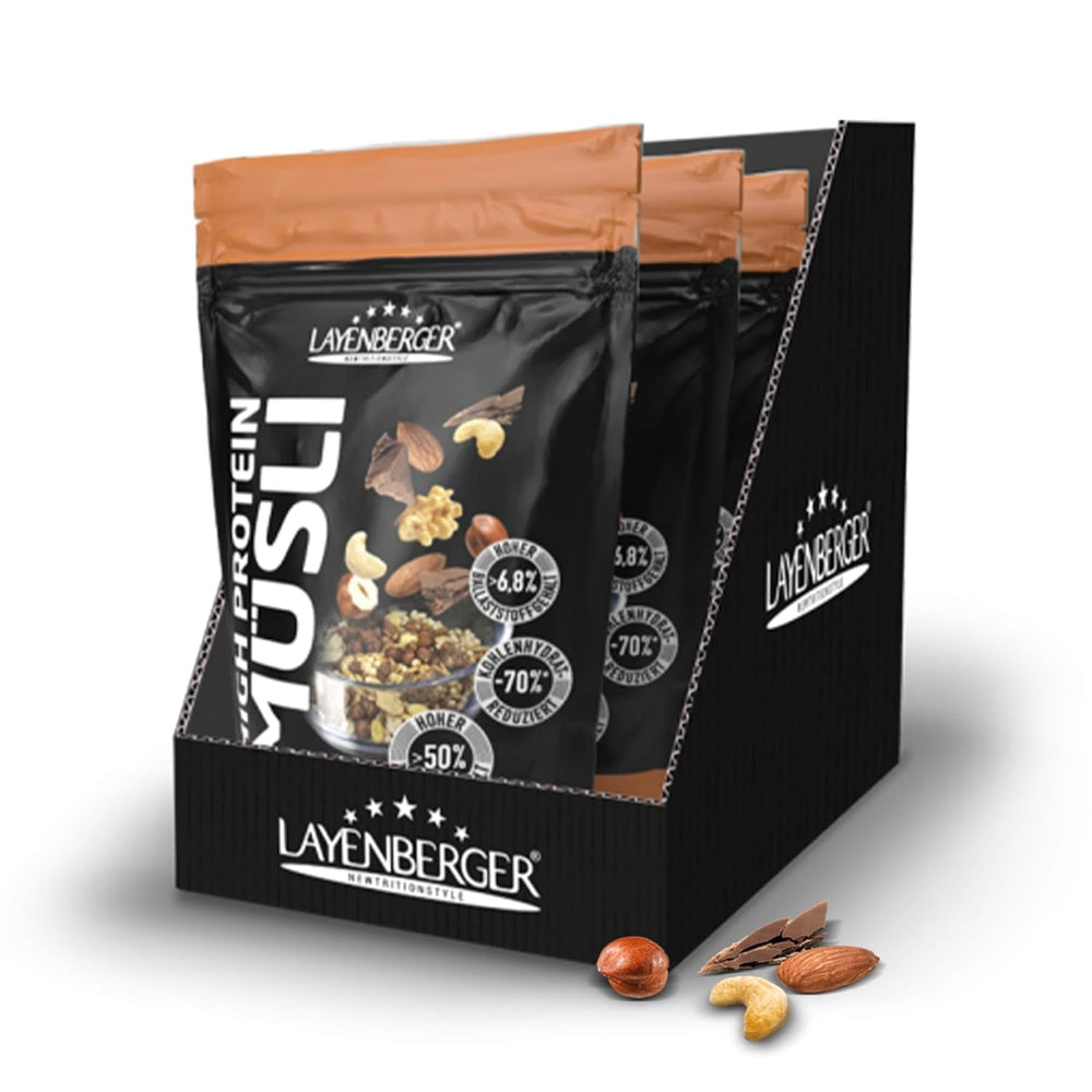 Layenberger 3K Muesli riche en protéines, 50 % de protéines et 18 % de Kohlenhydrate - Emballage individuel (1X 390 G) - Schoko-Nuss Cereale Naty Shop 1,17 Kg (1Er Pack) Schoko-Nuss