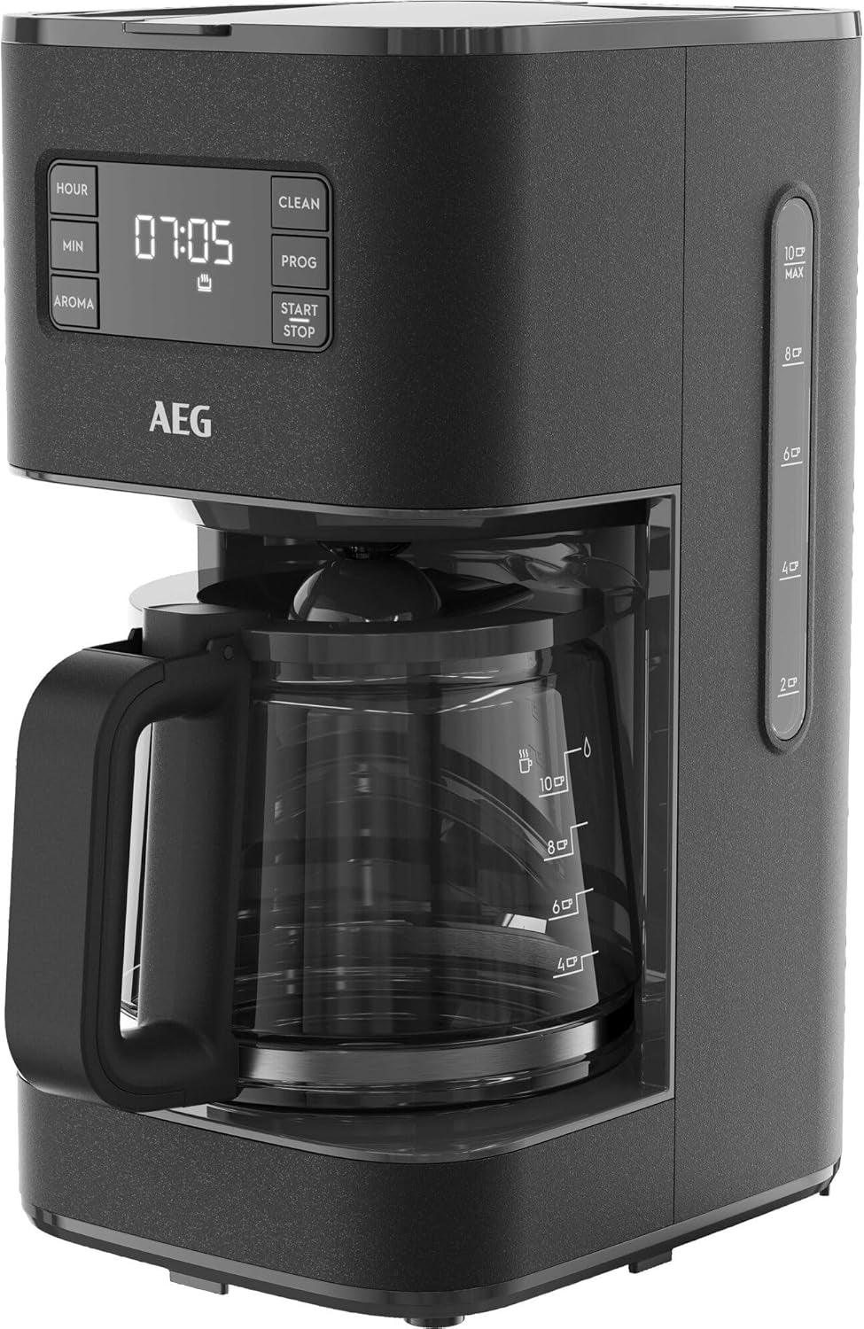 Machine à expresso AEG Deli 5, 1,5 l, minuterie programmable, fonction maintien au chaud, arrêt de sécurité, indicateur de niveau d'eau, dosage optimal, fonction anti-goutte, acier inoxydable, CM5-1-6ST