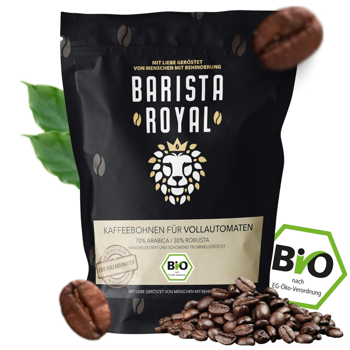 Café pour distributeur automatique "Barista Royal" – 1 kg de machines à café bio – Genre non complexe pour café crème, cappuccino et plus – Parfait pour café automatique DeLonghi, Philips, Krups, Jura