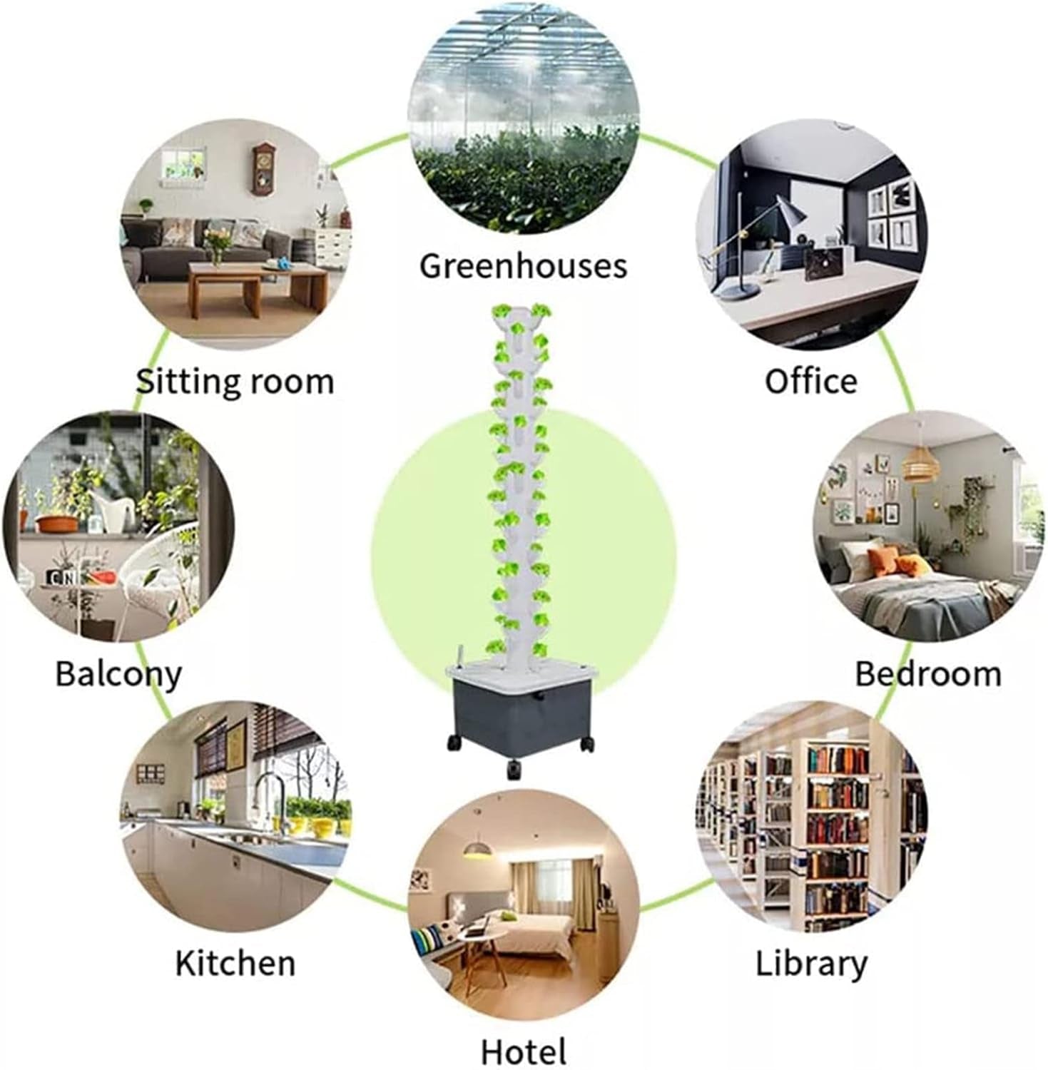 Tour hydroponique, système aquaponique de cire à 15 niveaux et 45 trous, kit de culture aéroponique de jardin sans fil pour herbes, fruits et légumes avec pompe d'hydratation, adaptateurs, pots en maille